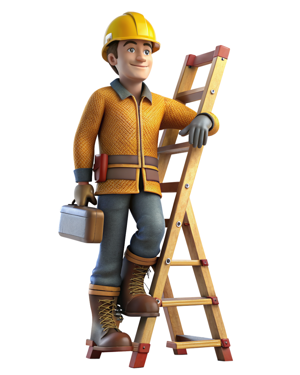 Рабочий на лестнице 