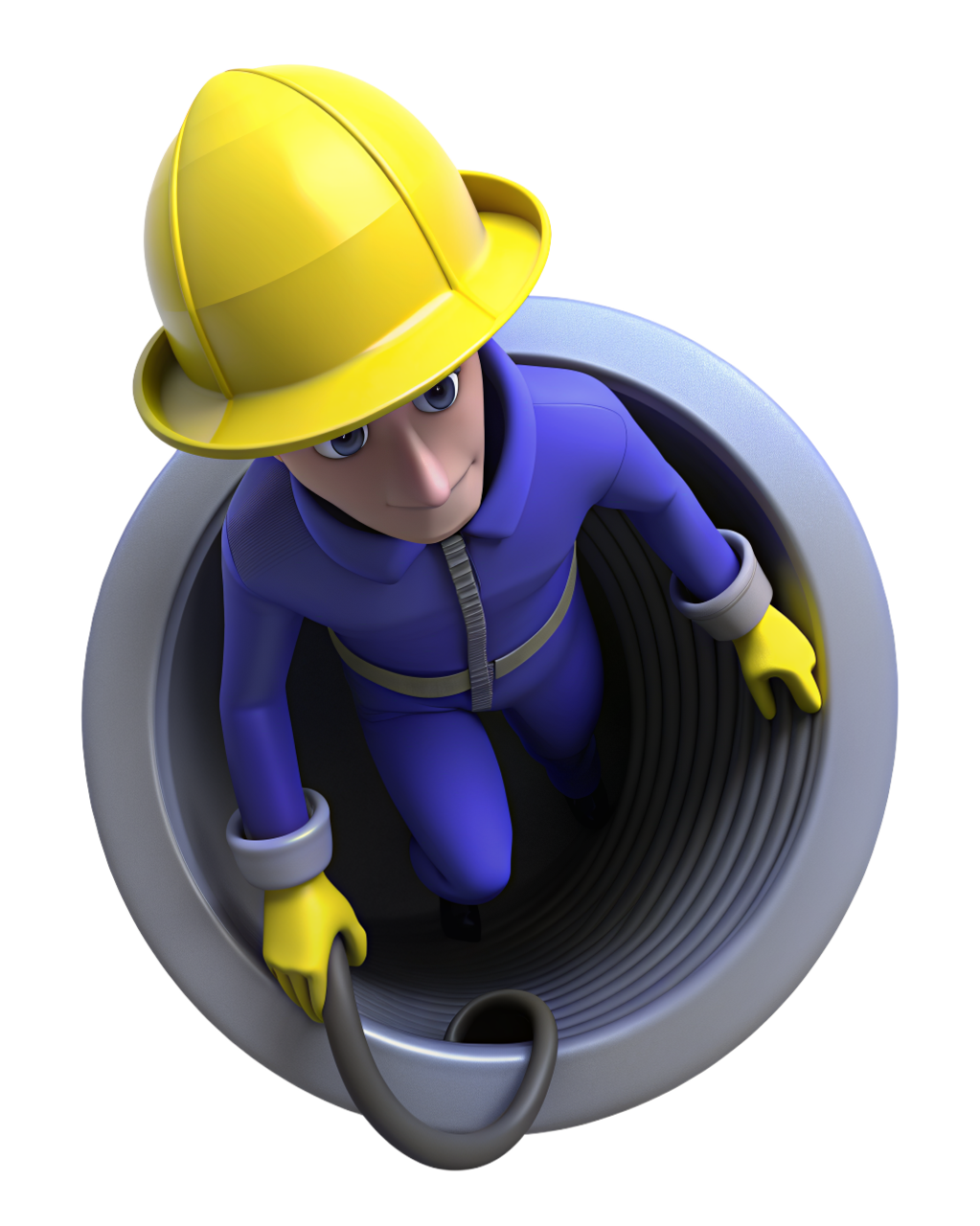 Рабочий в трубе